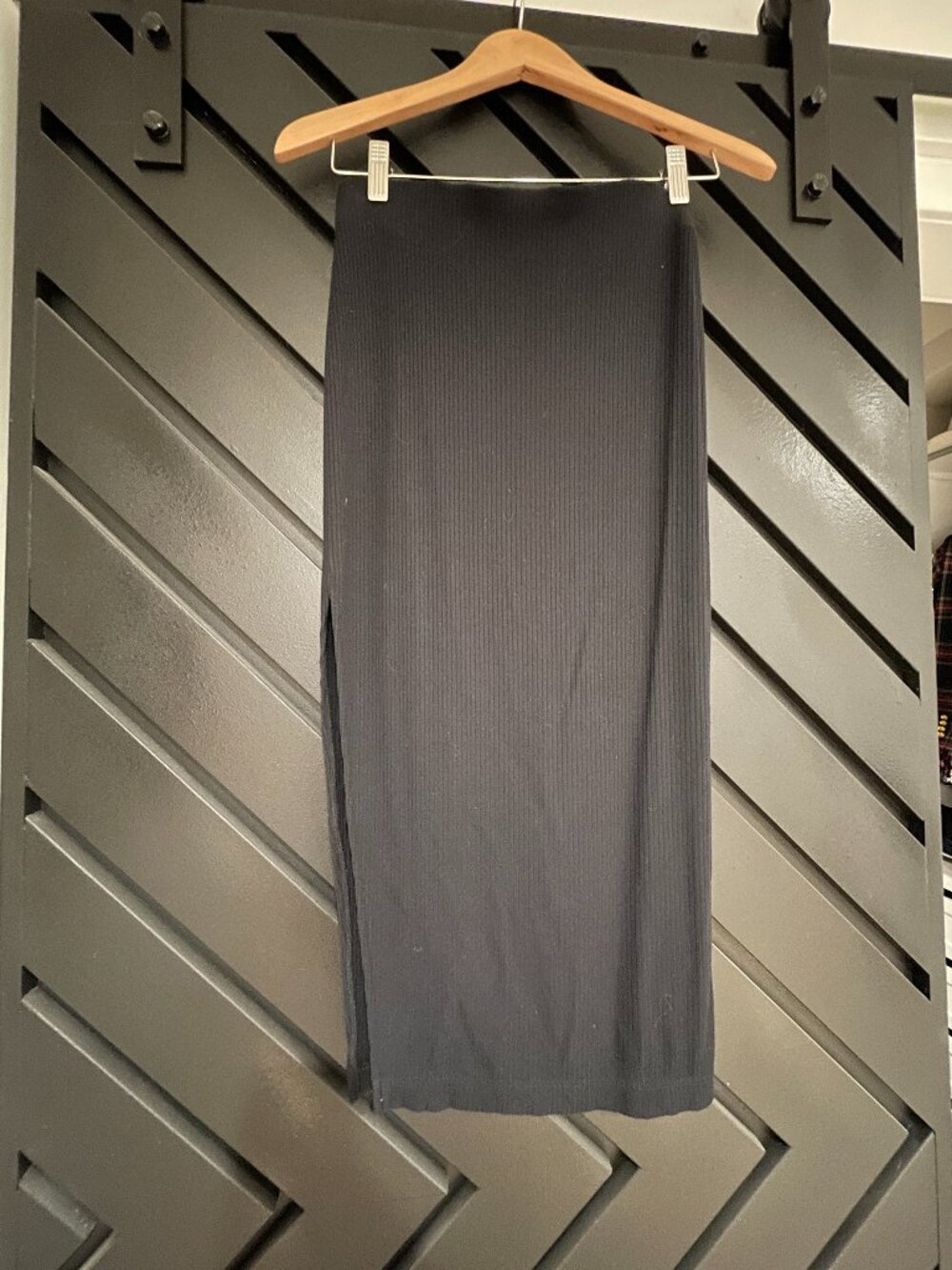 Stillwater Ribbed Jersey Midi Slit Skirt